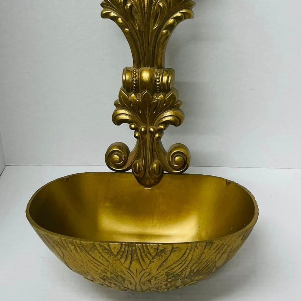 972 Vintage LADLE HOME INTERIOR GOLD ORNATE SYROCO LADLE SPOON 31" tall  Homco.